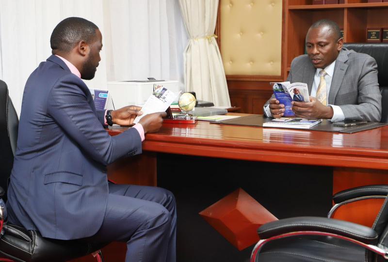 National Assembly leader Kimani Ichung'wah with Mr Kenneth Wangari, who is the Senior Vice Chairman for Association of Professional Societies of East Africa.